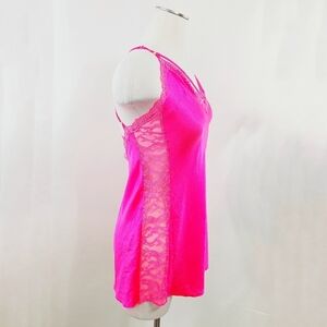 Victoria's Secret neon pink slip chemise night gown mini dress size small